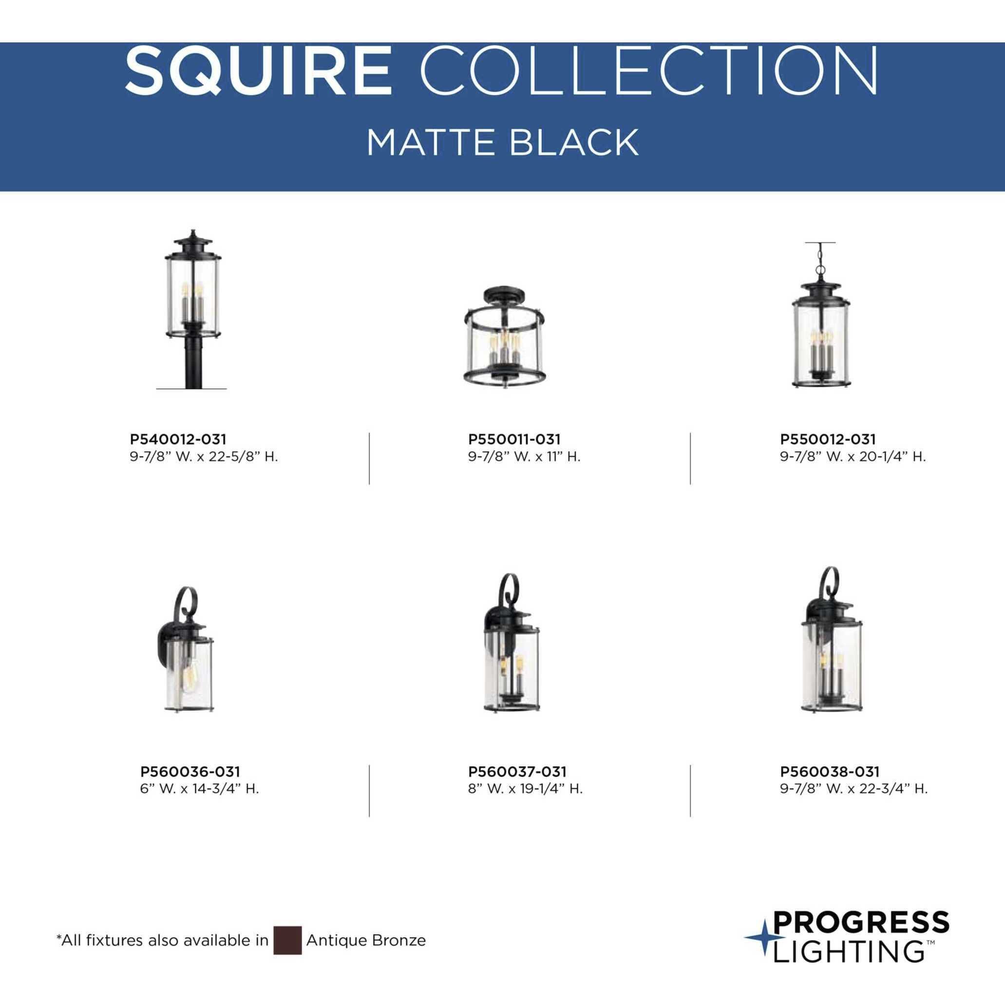 Squire 3 Light 9.88 inch Matte Black Outdoor Hanging Lantern